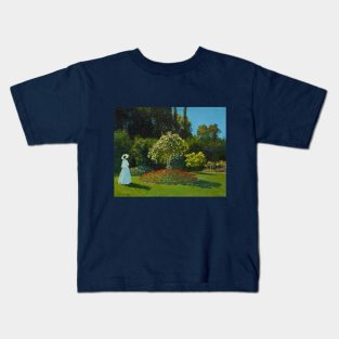 Lady in the Garden by Claude Monet Kids T-Shirt